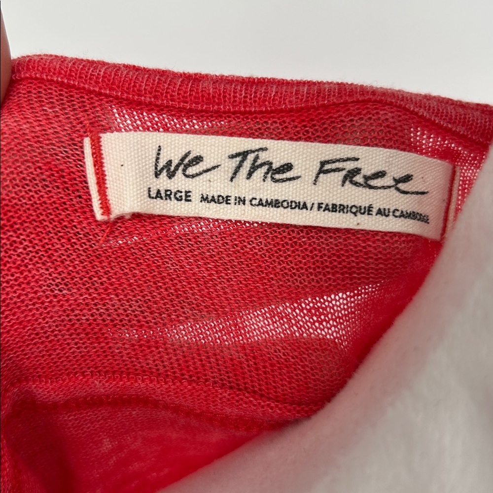 We The Free Free People Red Henley Tunic Top Button Front Slouchy Large - Picture 2 of 10